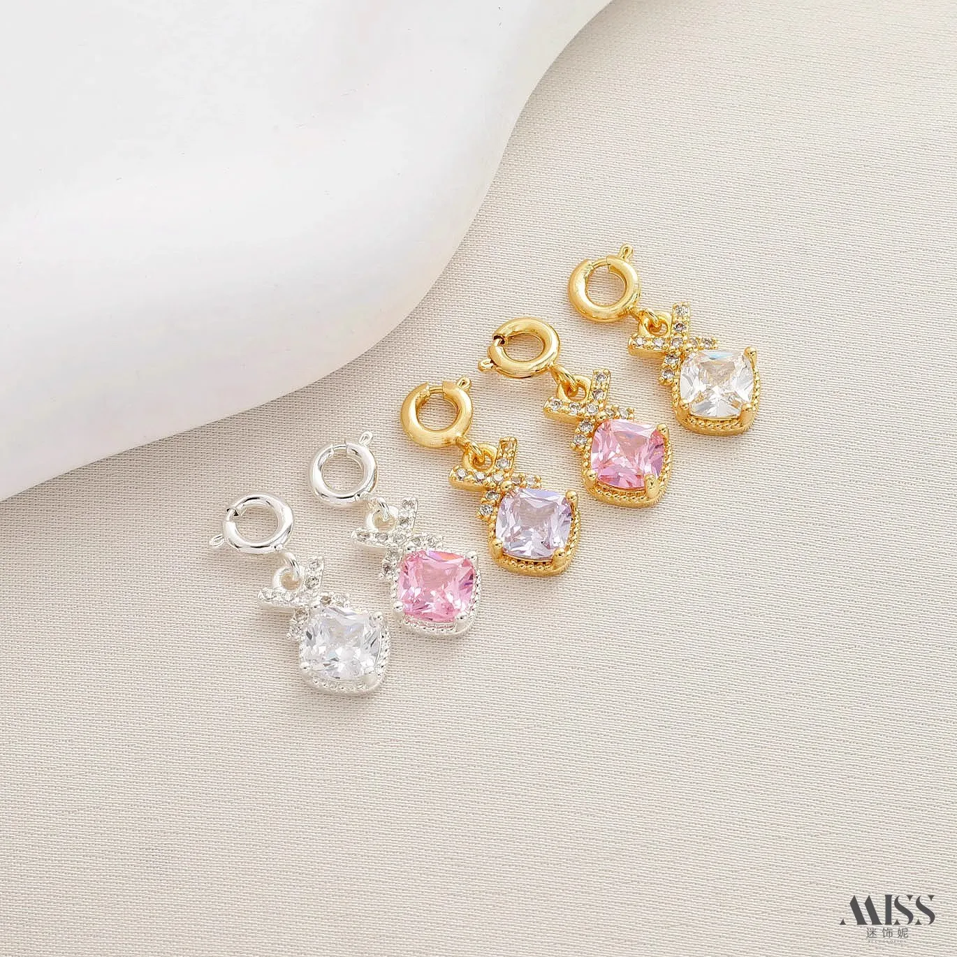 14K Gold Plated Universal Clasp X Sugar Cube Pendant Charms for DIY Bracelet Necklace Earring Jewelry Accessories