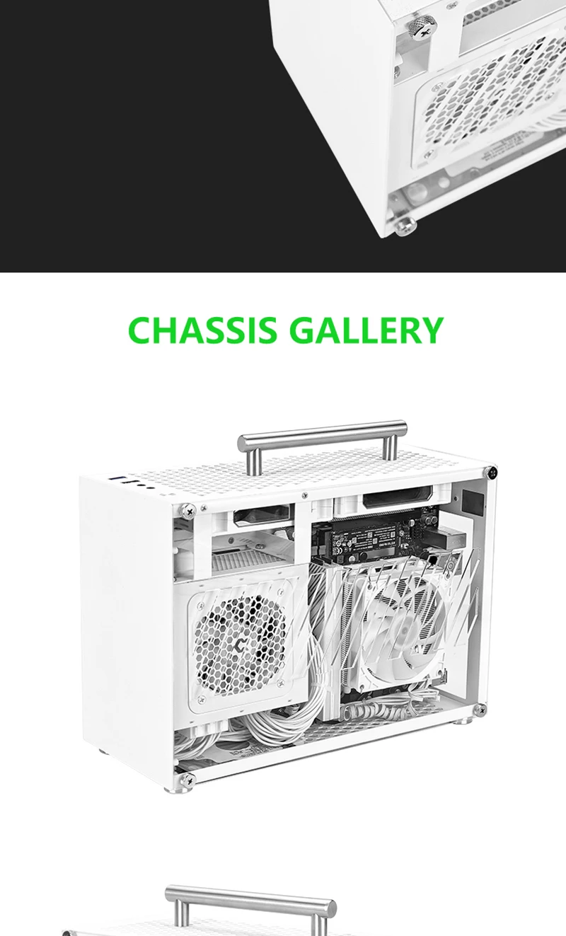 METALFISH T60 Mini ITX Schwarzes Gehäuse 9L Gaming-Computergehäuse Kompakter transparenter PC-Unterstützung SFX PSU/300 mm GPU – Detail 13