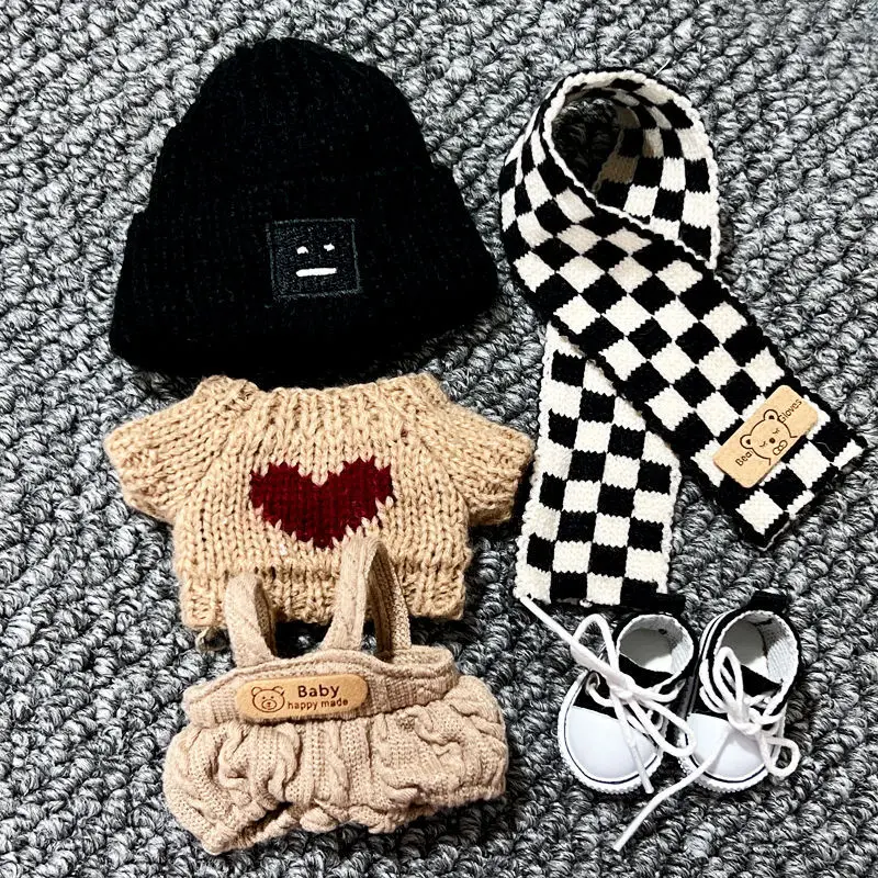 Labubu V1 V2 Clothes Outfit Accessories For 17cm Doll Fashion Costume Play House Toy Kpop Idol Dolls Casual Plaid Overalls Gift