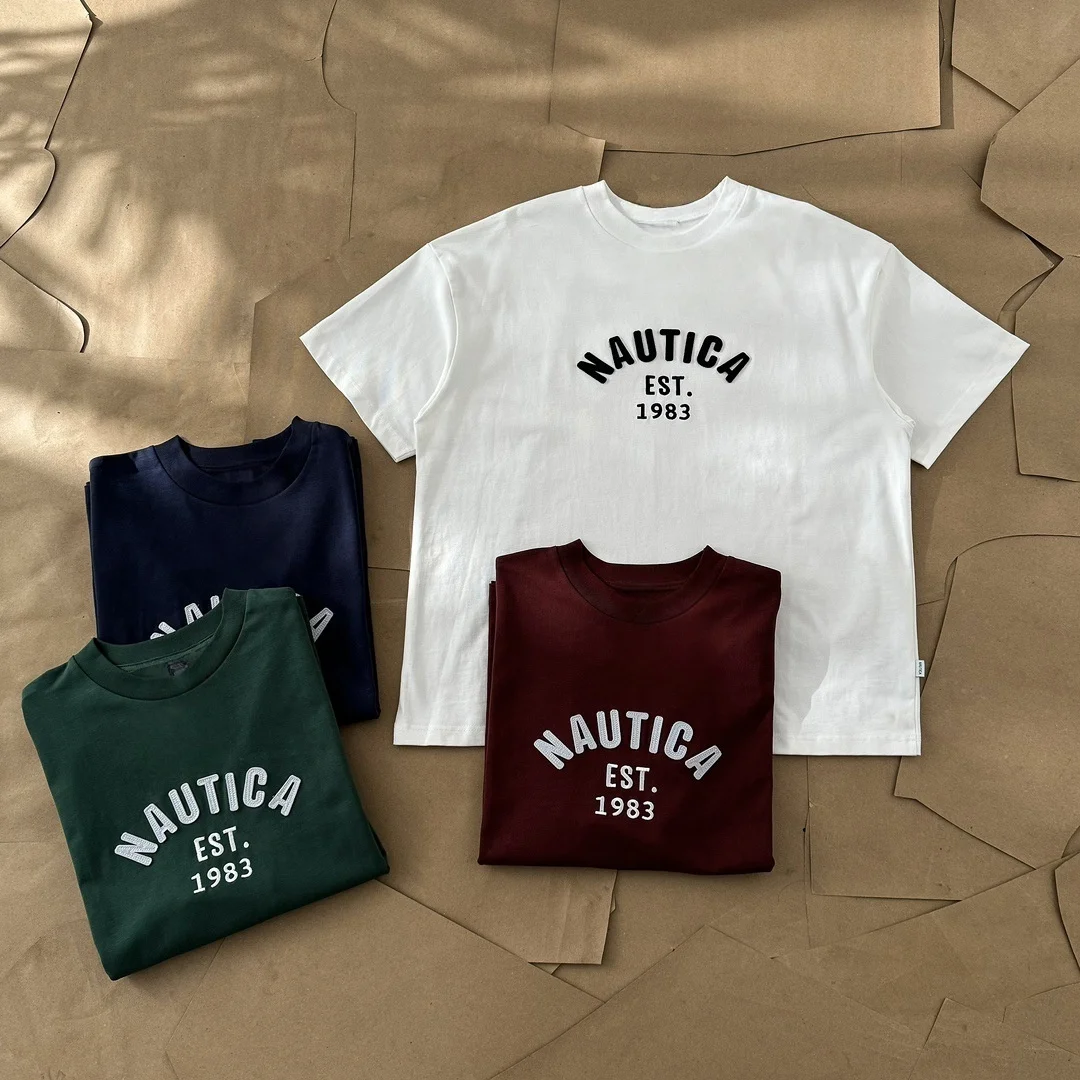 العلامة التجارية الصيفية الجديدة NAUTICAT من اليابان وكوريا الجنوبية هي تي شيرت قطني مطبوع بأكمام قصيرة للرجال والنساء #1