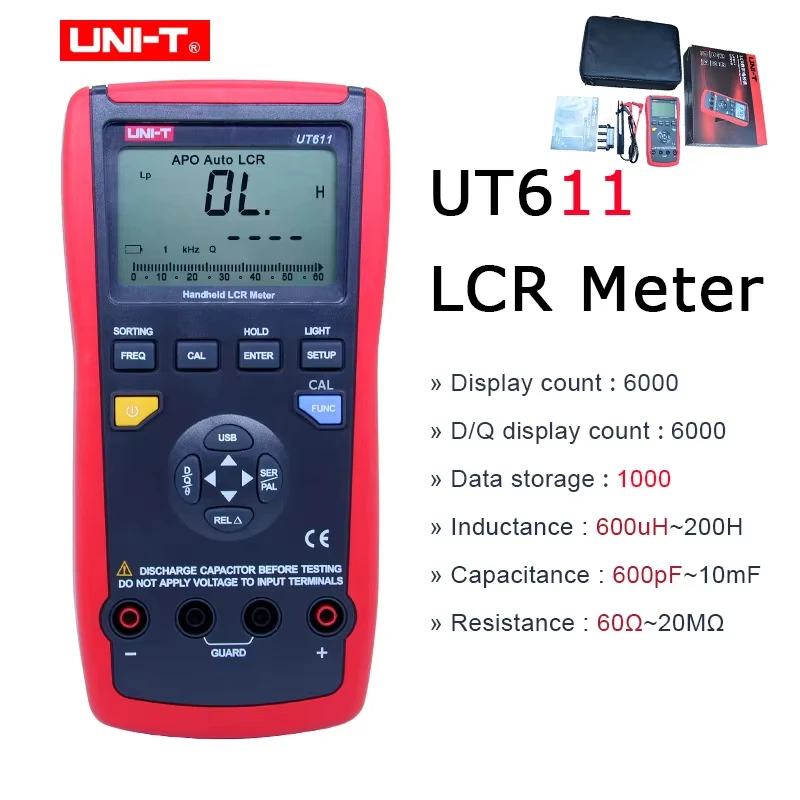 UNI-T UT611 UT612 LCR Digital Bridge Capacitance Meter Multimeter Resistance and Inductance Instrument Frequency Test LCD