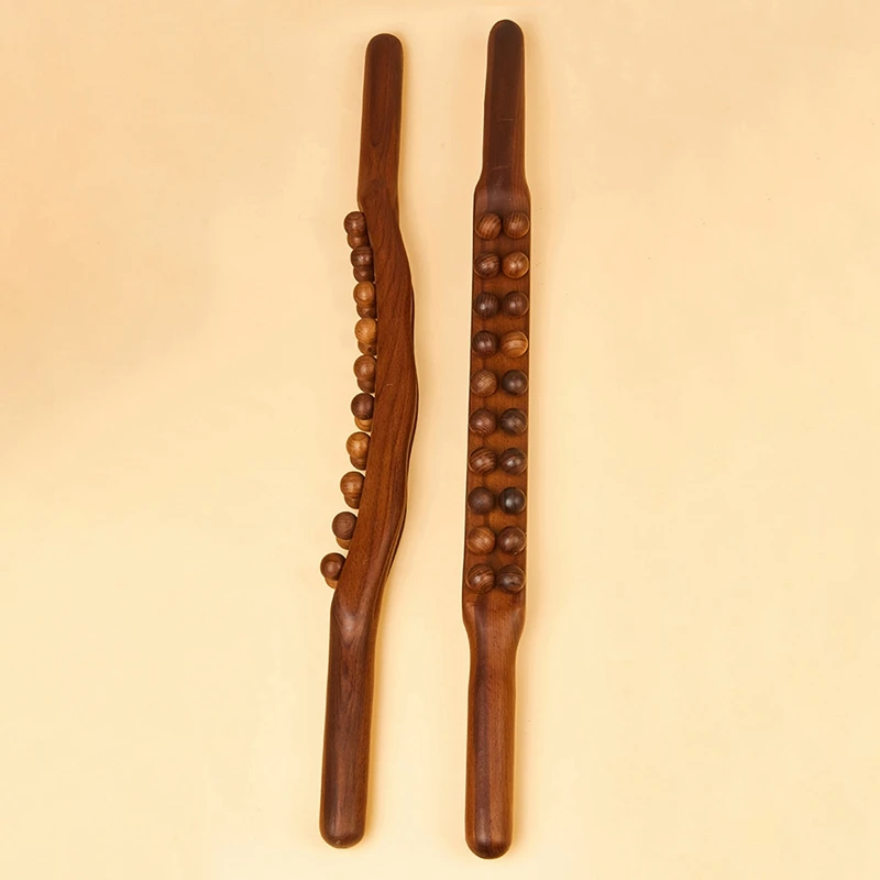 20 Beads Guasha Scraping Stick Wooden Massage Tools Relieve Sore Muscles Body Meridian Wand for Back Waist