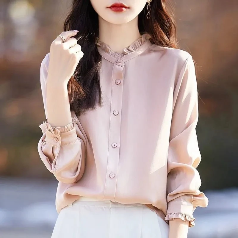 

Ele Long Sve Wooden Collar Women's irt Base Layer Faionable Inner Wear Sli Top Match All Polyester Fiber