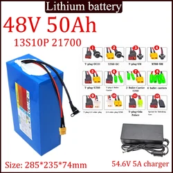 NEW 48V 50ah 13S10P 21700 lithium battery built-in Bms 0-2500W high-power electric motor for power tools high quality+5A Charger