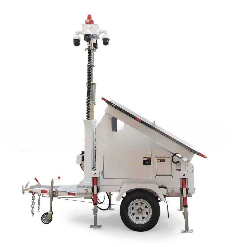 Mobile Retractable Solar Panels Mast Solar Light Tower Lithium Power LED Lights