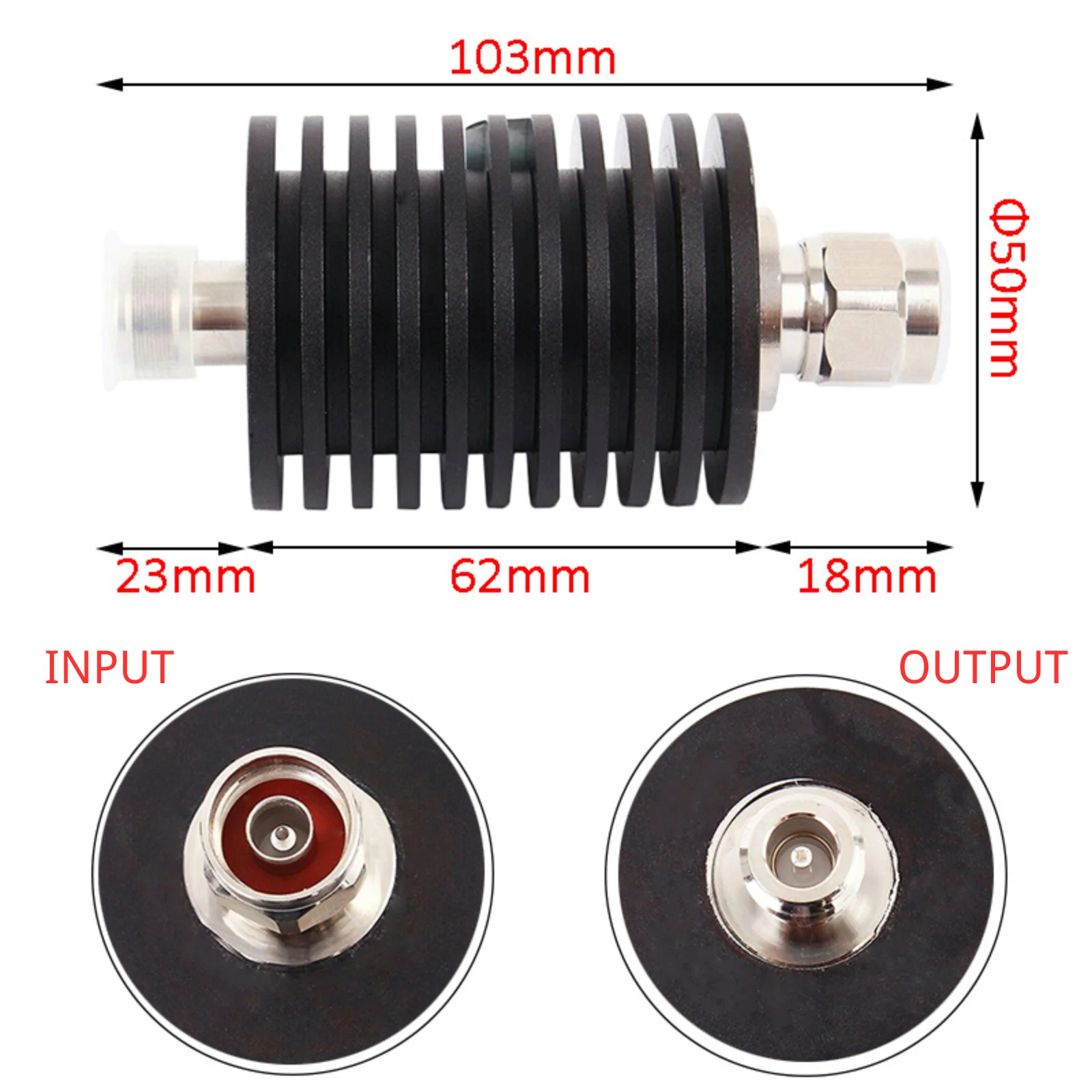 50W RF Fixed Attenuator DC-3Ghz 4GHz N Type Connector 1db,2db,3db,5db,6db,10db,15db,20db,30db,40db,50db