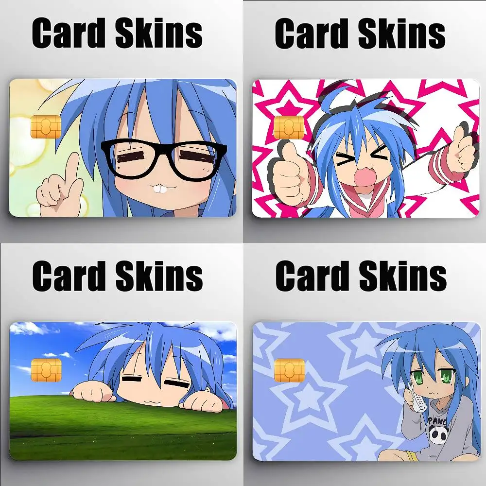 

Cute Anime L-lucky Star Card Stickers Cartoon Decorative Small Waterproof Chip 4PCS Card Sticker New Anti-Scratch