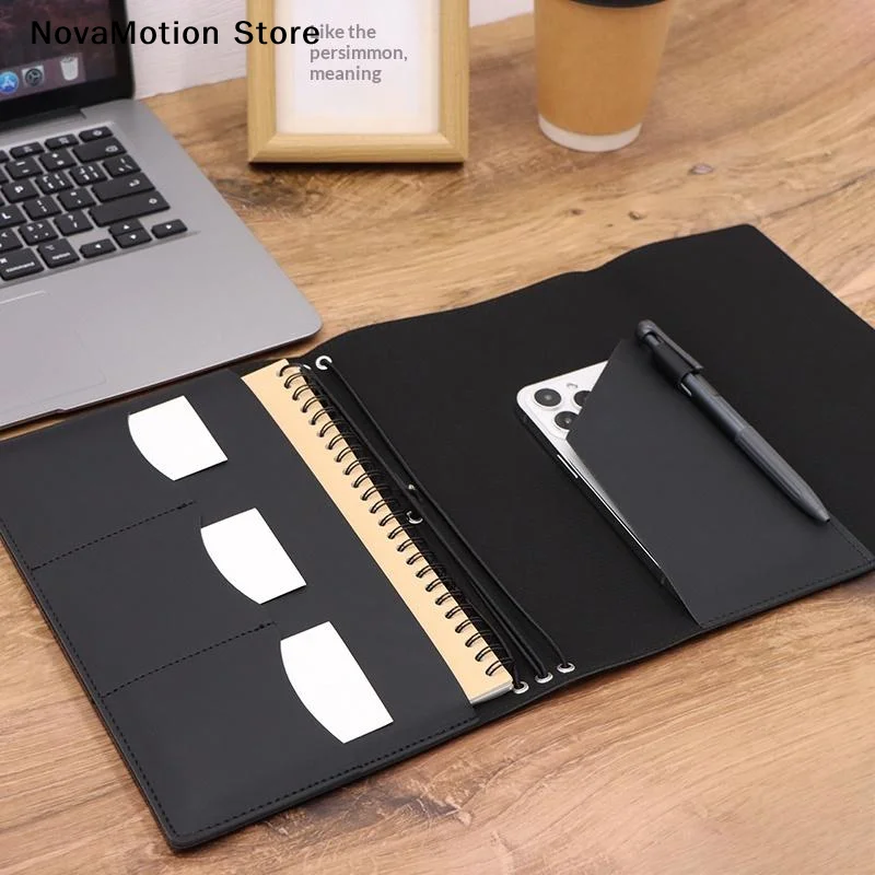 [NM]Refillable Notebook Organizer Compact Crazy Horse Leather Binder Vintage Journal Cover Vintage Loose Leaf Notebook For Hobby