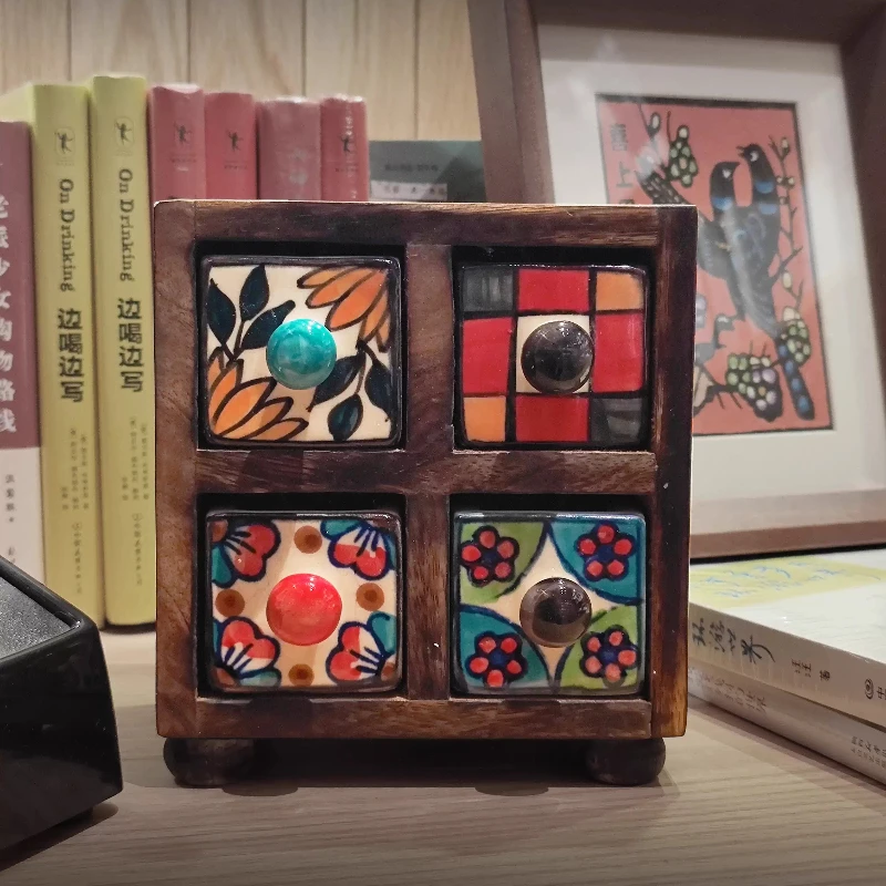 Hand-painted ceramic solid wood jewelry storage box for girlfriends, couples and friends, birthday wedding gifts