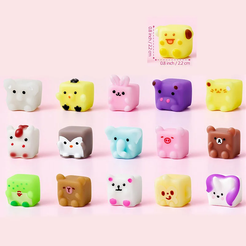 6/12/24 Stück Mochi Squishy Spielzeuge Niedliche Würfel-Tierfiguren Quetsch-Stressabbau-Spielzeuge Kindergeburtstag Party-Geschenk Klassenzimmer Geschenktüten-Füller – Detail 2