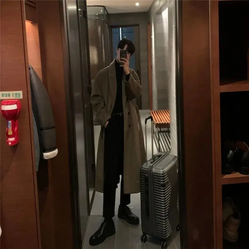 

Мужской термотоп из шерстяной смеси с потайной застежкой, простой, базовый, незаменимый, чистый, классический, основной