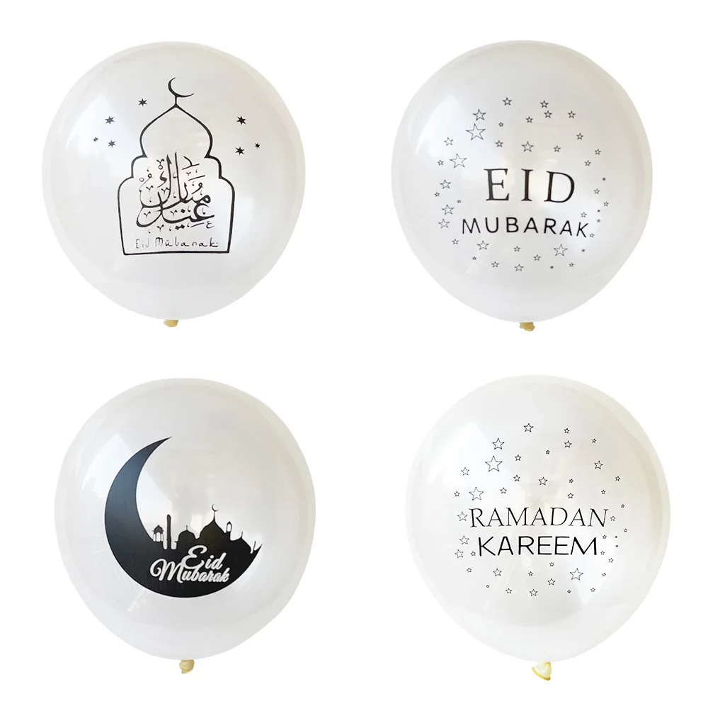 10Pcs Eid Mubarak Transparent Balloons, Islamic Decor, Happy Ramadan, Muslim Festival Decoration, Ramadan Supplies