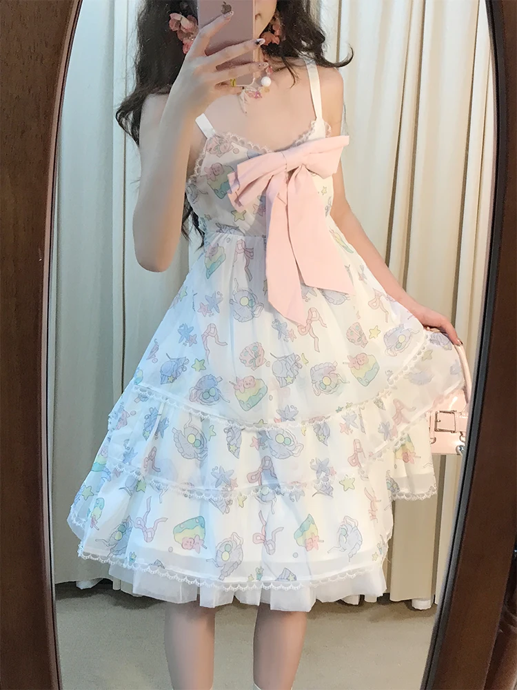 

Женская трапециевидная юбка Sweet Princ Sle на бретельках, лето 2022, новая пышная юбка-миди с узлом на талии