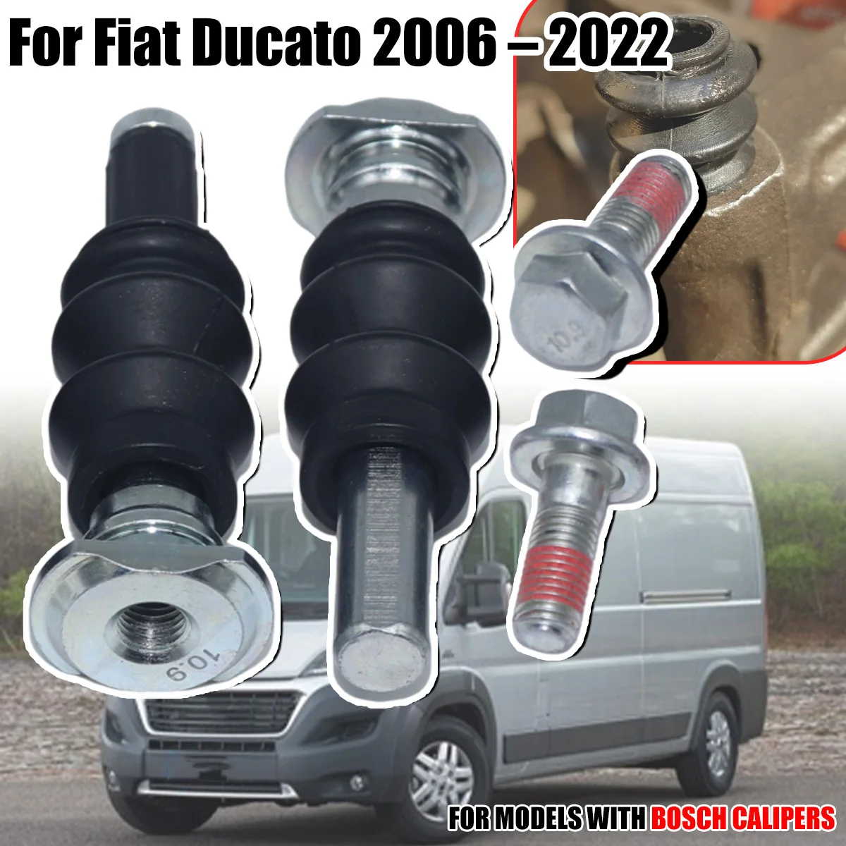 

Rear Brake Caliper Slider Guide Pins Bolt Kit For Fiat Ducato 2006 - 2022 Left Right Disc Housing Bellows Sleeve Bushing Seal