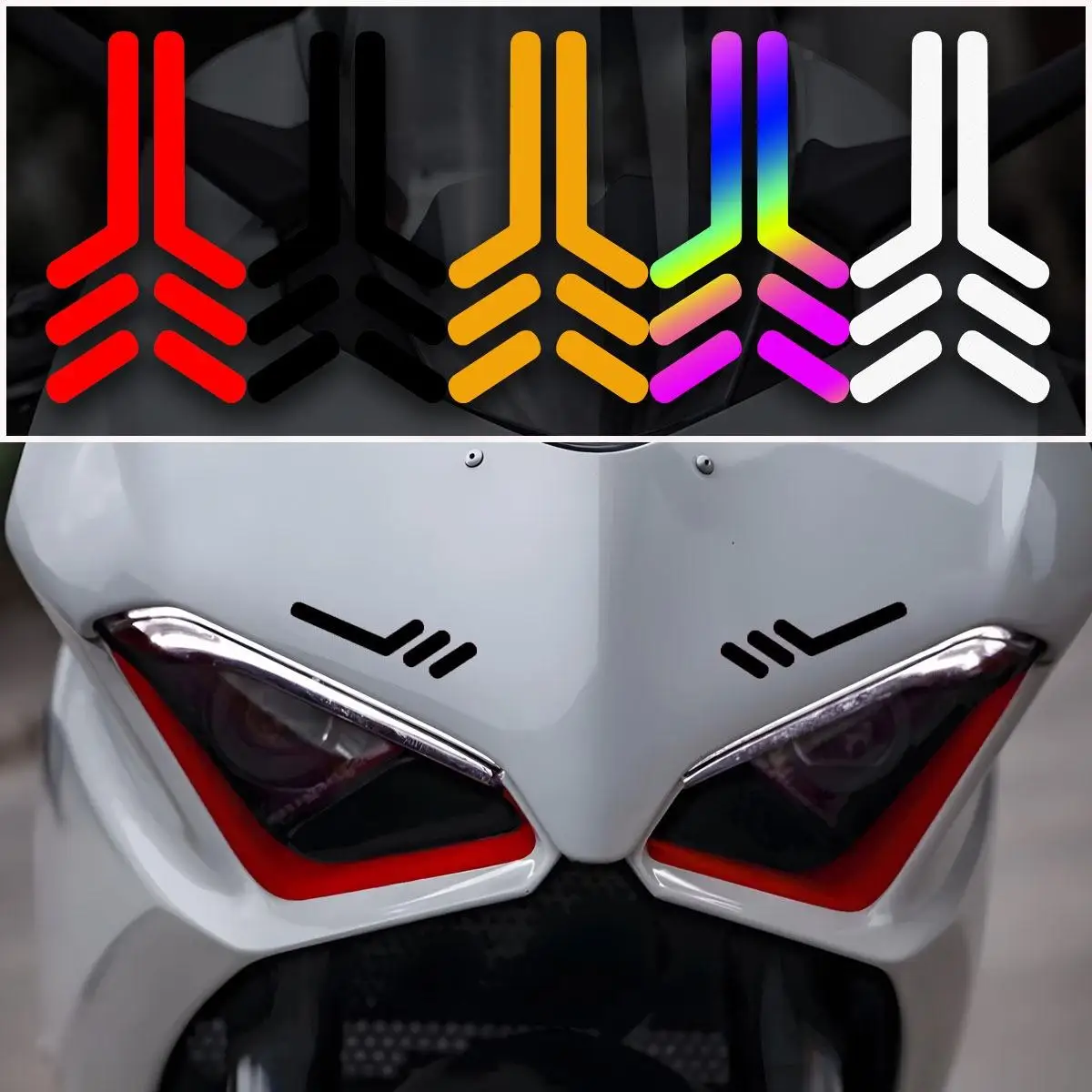 

2PCS Reflective Vinyl Stickers Motorcycle Front Eyebrow Sticker Scooter Moto Body Rearview Mirror Accessories Waterproof Decal
