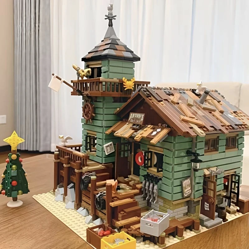 2618-Piece Fisherman's Hut Building Block Model Creative Decorations and Room Decor Birthday/Halloween/Valentine's Day/Christmas Gifts