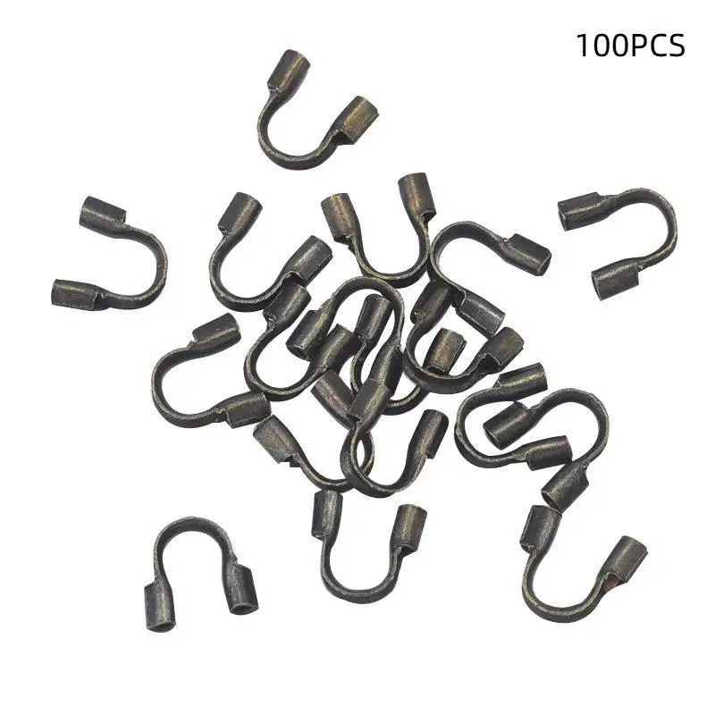 100Pcs U Shape Loop Terminal Copper Wire Guardian Thread Protector Cable Protector For Bracelets Necklaces Jewelry