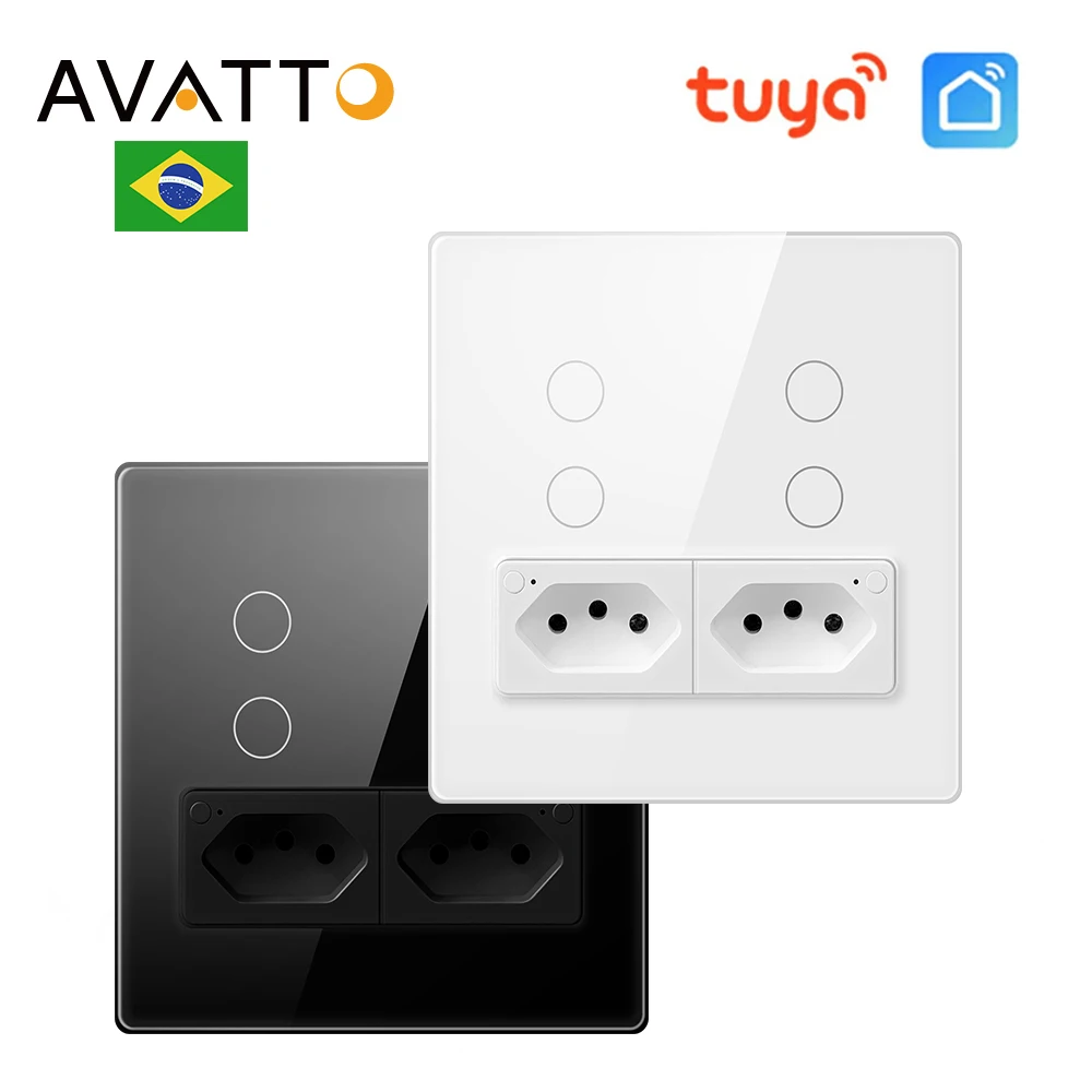 AVATTO WiFi Smart Wall Switch Need Neutral Wire Smart Switch With Brazil Socket Tuya Smart Life APP Works With Alexa Google Home