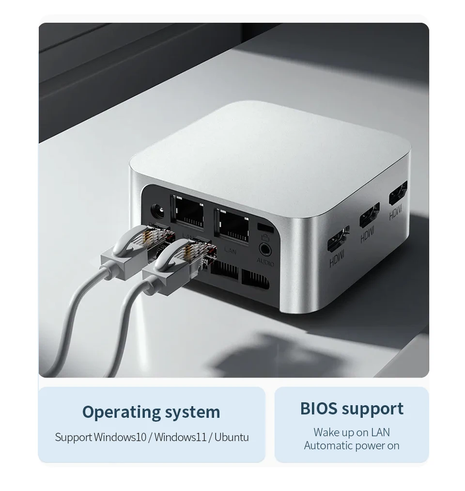 T8 plus Twin Lake N150 Mini PC Windows 11 pro 4800MHz DDR5 8GB/16GB 512GB SSD WiFi5 BT4.2 Komputer biurowy o kieszonkowym rozmiarze