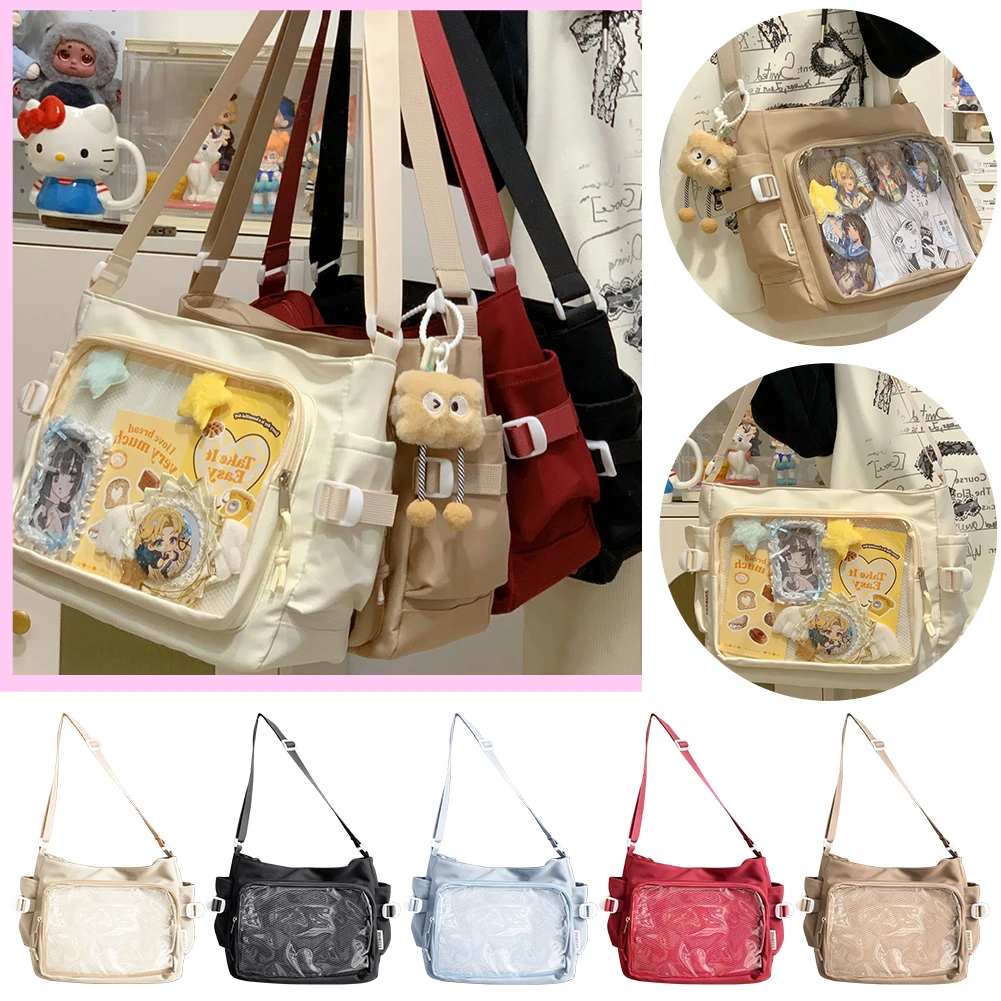 Ita-Tasche für Damen im japanischen Stil, Schultertasche mit mehreren Taschen, Cartoon-Büchertasche, verstellbarer Riemen, stilvolle Umhängetasche, schicke Hobo-Tasche