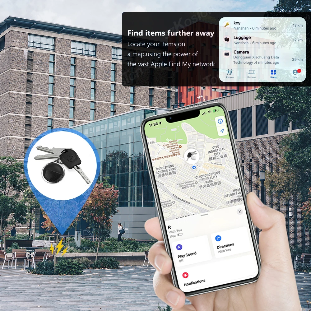 Compatível com Bluetooth Smart GPS Tracker, Localizador de Itens para iPhone, Bagagem, Bolsa, Key Finder, Anti Lost, Find My App, Funciona com IOS