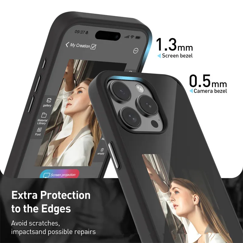 2025 رائجة البيع مصمم جديد لتقوم بها بنفسك الذكية NFC E شاشة الحبر عرض للصدمات قضية الهاتف المحمول آيفون 15 14 13 برو ماكس Pl