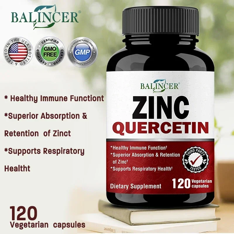 Zinc Quercetin 120 Veggie Capsules - Immune System Function, Cardiovascular, Antioxidant, Supports Respiratory Health