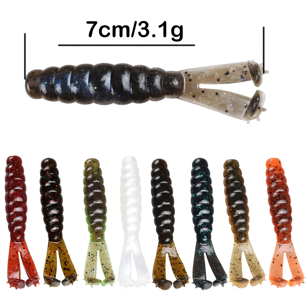 70mm/3g Impact Ring Shad Fishing Lure Soft Double T-tail Soft Bait Plastics Baits Swimbait Jigging Lure Artificial Baits