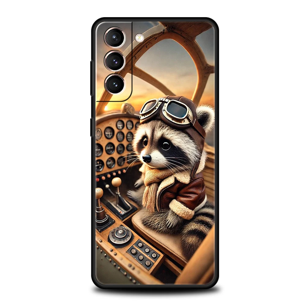 Custodia per telefono per Samsung Galaxy S25 S24 S23 S22 S20 S21 FE Ultra S25 Edge S10 Plus 5G Custodia morbida in TPU Mapache Fundas Capa Bag