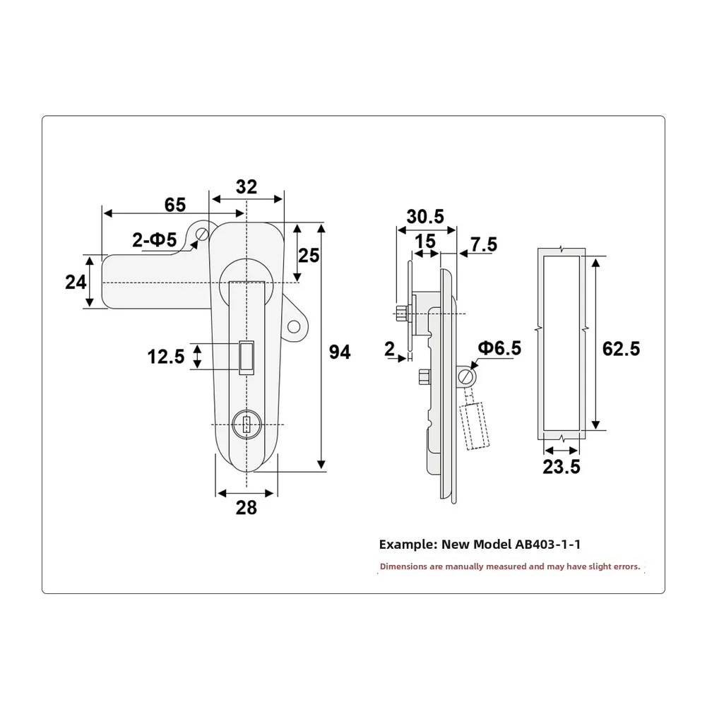 

Embedded Flat Panel Lock AB403 Made of Resistant 304 Stainless Steel for Electrical Cabinet Door Security Applications