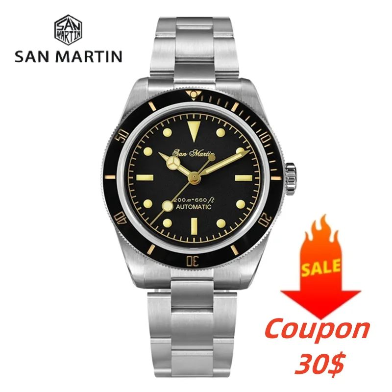 

San Martin Vintage 38mm 6200 Diver Watch New Upgraded for Men Luxury NH35 Automatic Mechanical Sapphire Waterproof 200m Relojes