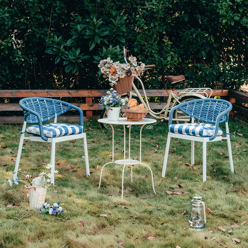 في الهواء الطلق الحديثة كرسي بسيط الشريط الروطان فيلا حديقة الإقامة المنزلية شرفة فناء الترفيه غير نافذ للمطر واقية من الشمس الطعام كرسي #2