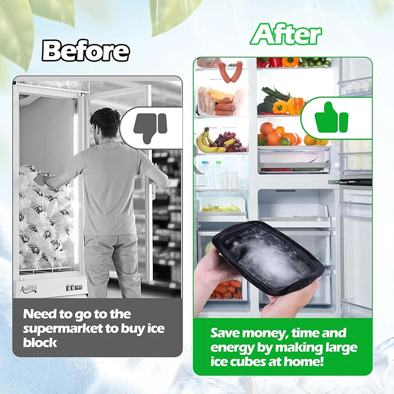 Extra Large Ice Mold Silicone Large Ice Block Mold Ice Cube Maker Reusable Large Ice Cube Tray Ice Bath Chiller For Home