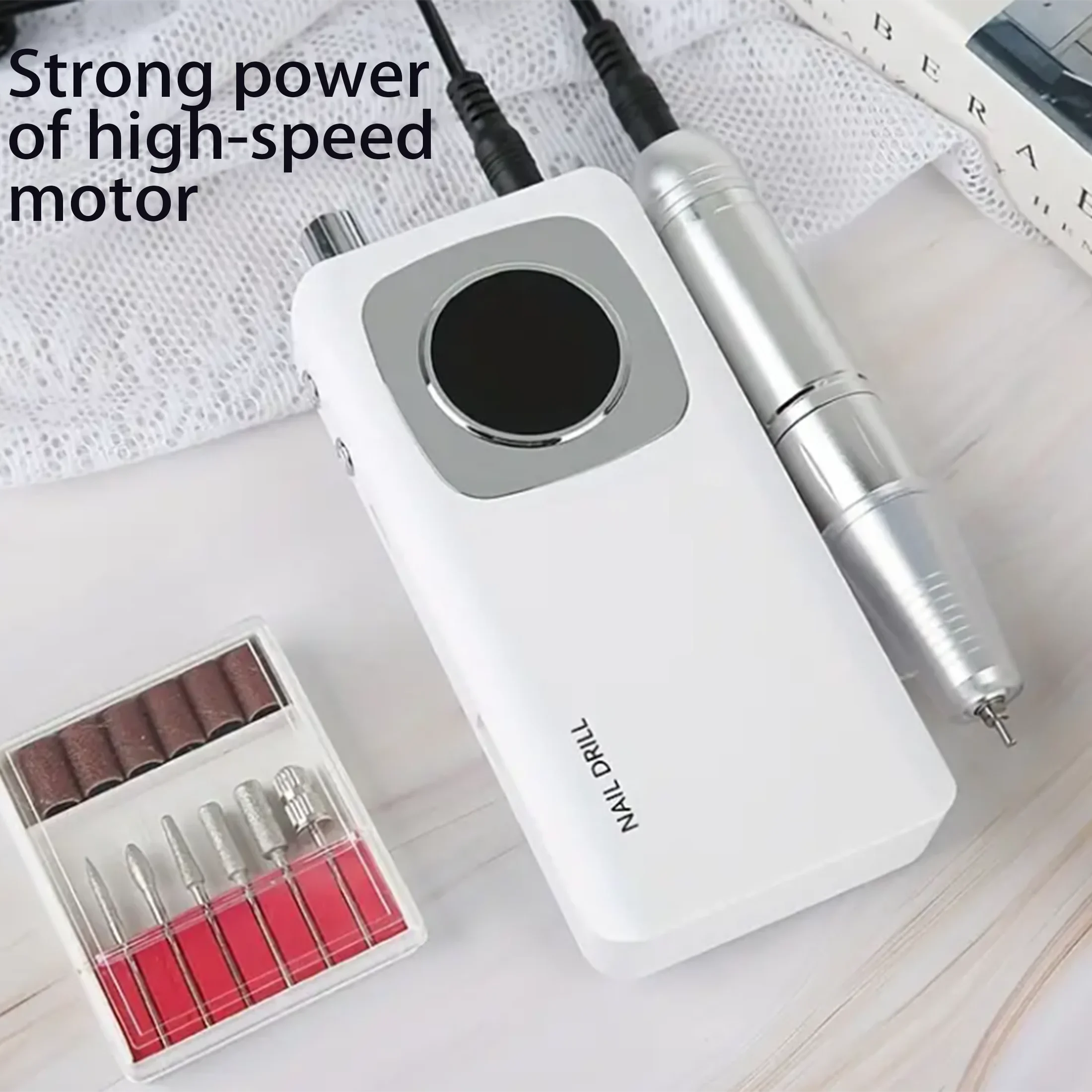 Professional Portable Nail Drill  – Rechargeable Electric Nail File with LCD Screen for Acrylic & Gel Nails – Salon Manicure