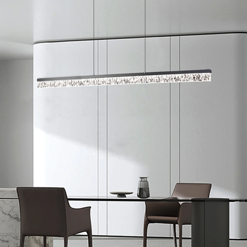 Imagem -03 - Design Moderno Crystal Led Pendant Lamp Iluminação Interior Pendurado Luz Cozinha Teto Long Strip Chandelier