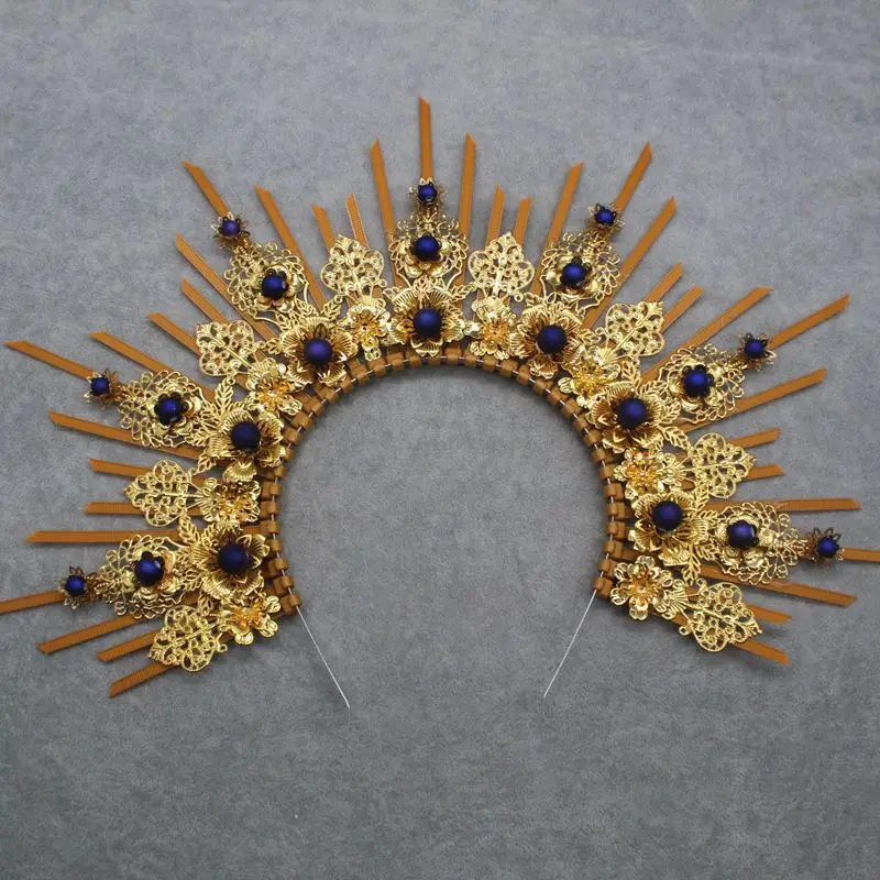Sun Goddess Baroque Halo Headpiece Gothic Lolita Tiara Crown Headwear Accessories Headband Vintage Halloween Decor