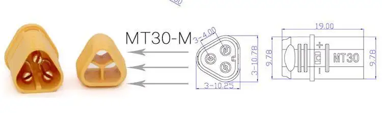 1 Stück MT30-F/M Stecker Dreipoliger Stecker und Buchse, Verlustarmes Modell, Dreiphasiges Modell, Flugzeug-Fernsteuerung – Detail 1