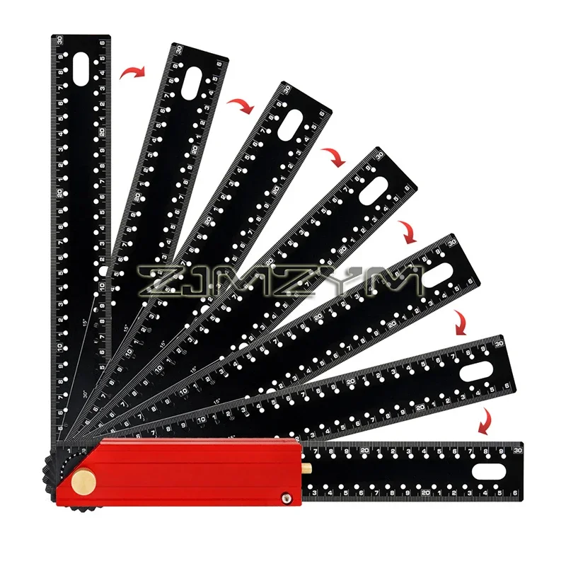 Multifunctional Folding Ruler 90° Precision Multi Angle Ruler Collapsible Marking Gauge Professional Woodworking Measuring Tools