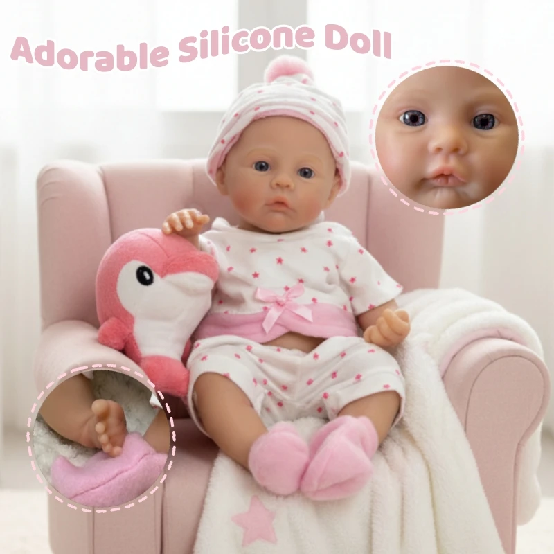 

13Inch Open Mouth Meadow With 2 Clothes Solid Silicone Bebe Reborn Girl Painted Skin Handmade Lifelike bebe reborn de silicona
