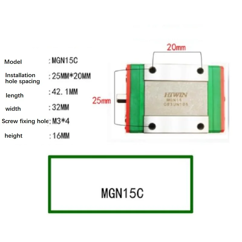 MGN12C/MGN15C  HIWIN Original Slide Block Miniature Linear Rail Guide