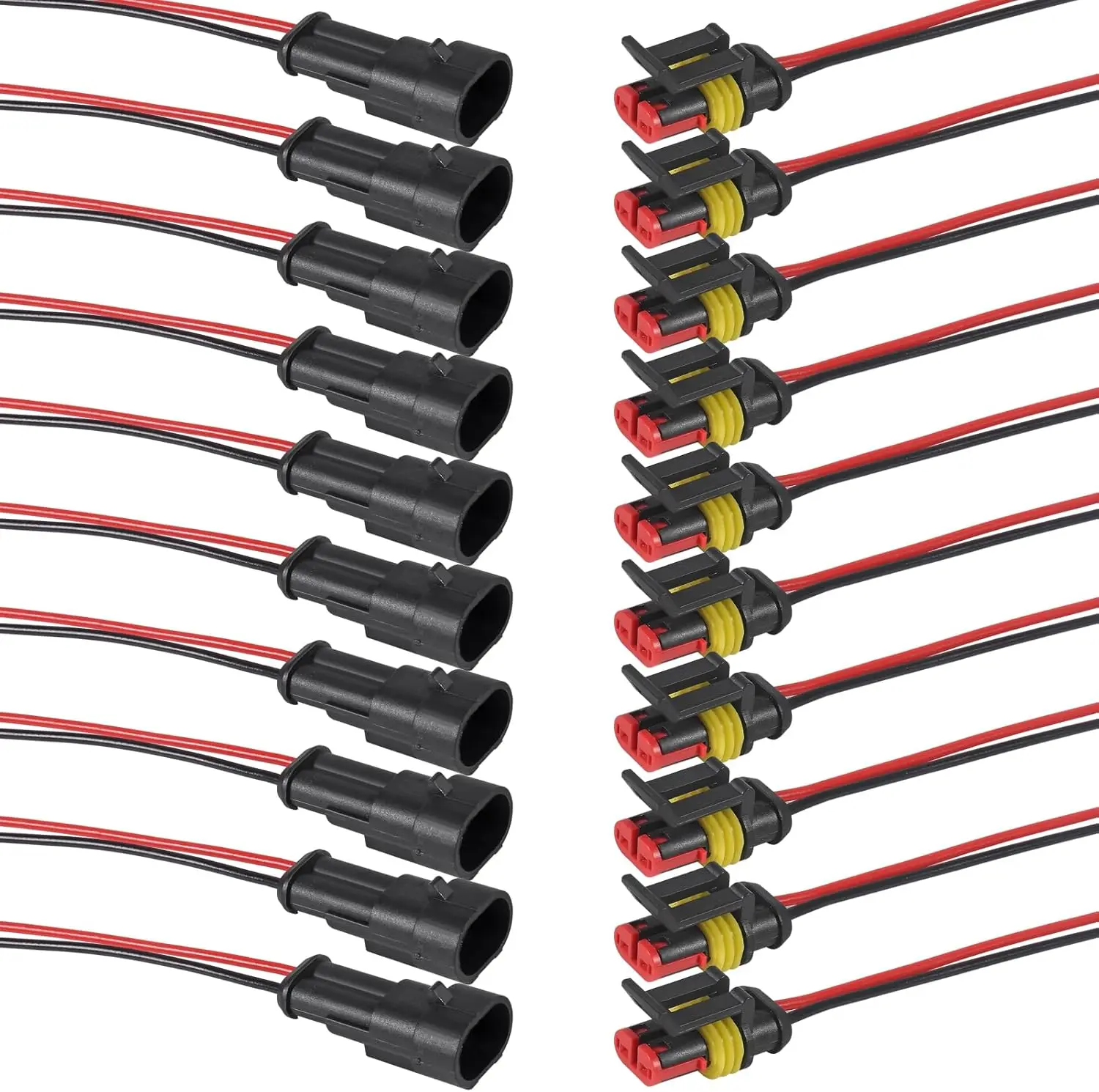 

10 Kits 2-Pin Male And Female Electrical Connectors Waterproof Plug And Socket Kit Wire Terminal Connectors for Cars Marine Truc