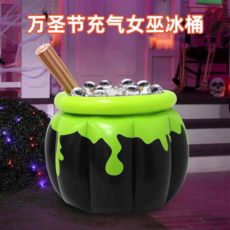 Halloween party inflatable ice bucket The witch stirring the ice bucket