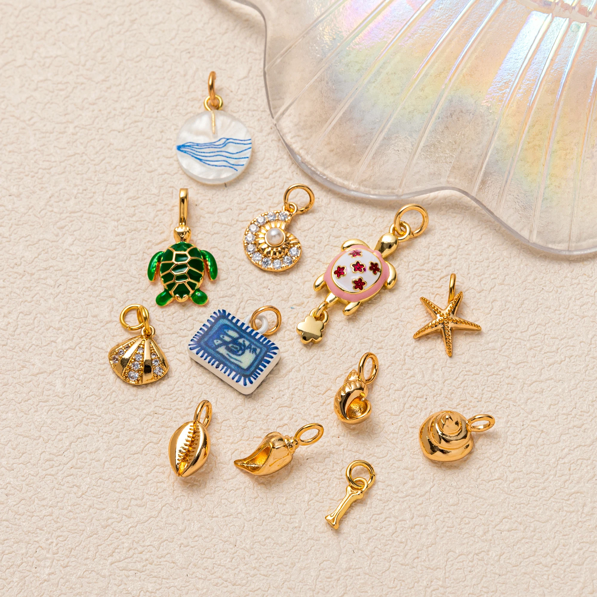 

Fashionable Daily Popular Ocean Series Shell Turtle Conch DIY Pendant charms jewelry making