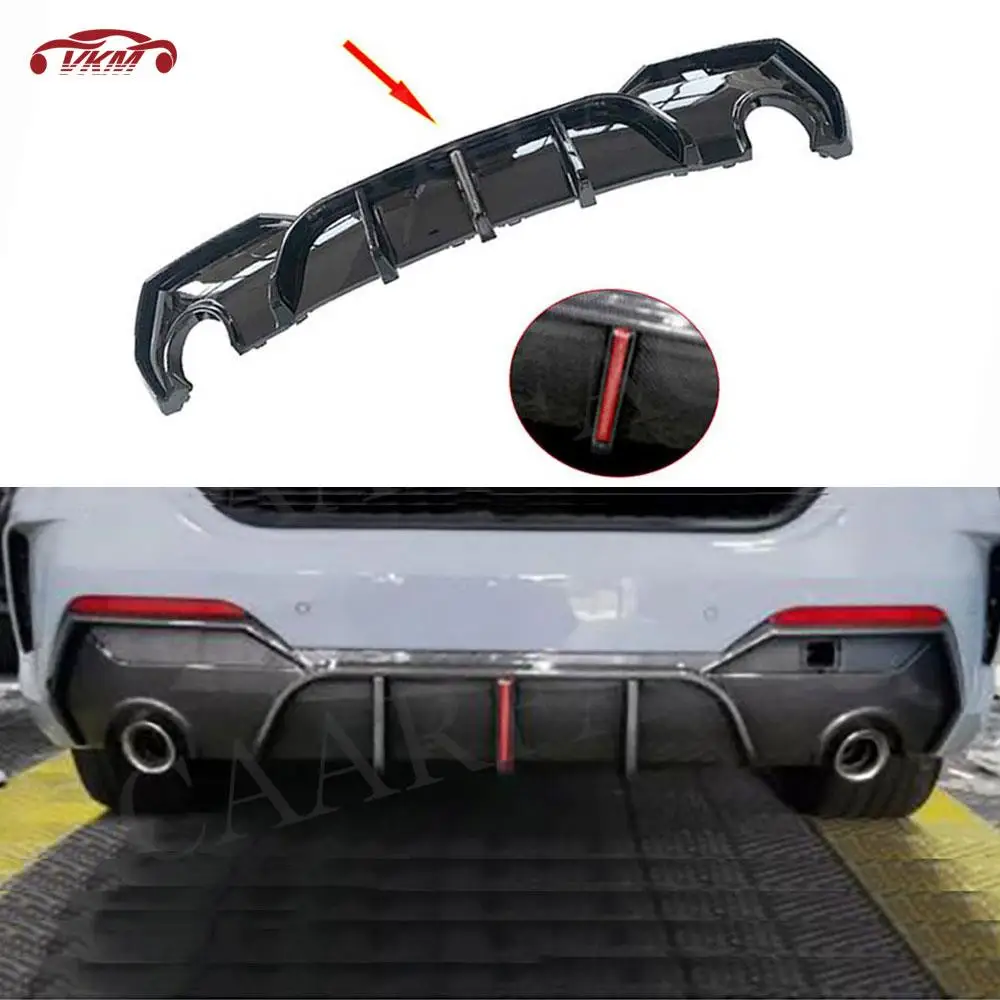 Rear Bumper Diffuser Lip Spoiler With LED Light For BMW 4 Series G22 G23 Coupe 2021+ ABS Gloss Black Bodykits Accessories