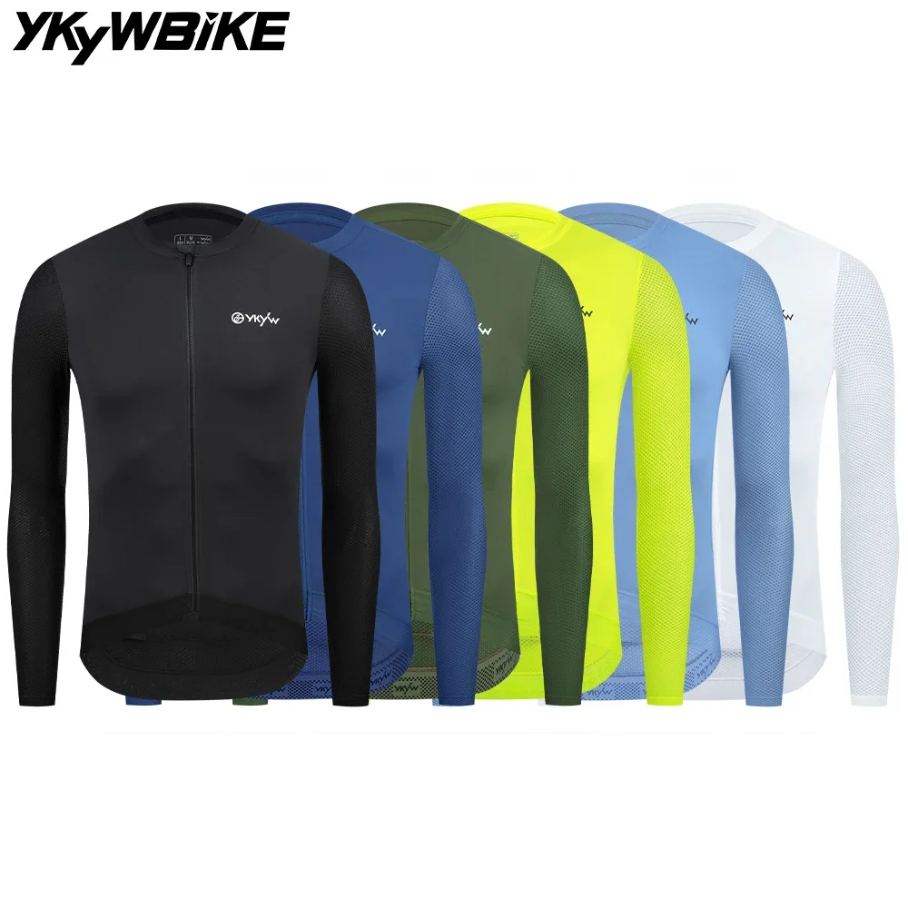 

YKYWBIKE 2025 Jersey de ciclismo de manga larga transpirable antisudor para hombre, camisetas para bicicleta de carretera,