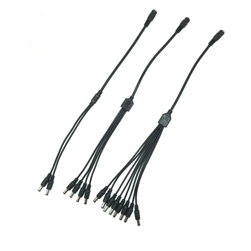 12V DC Power Supply Cable Kit for CCTV Security Camera Router LED Strip - Centralized Multi-Port Adapter with Extension Cord