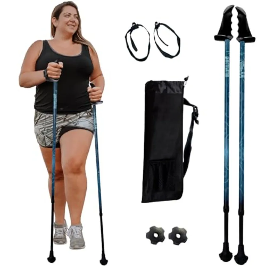 Big and Tall Motivator Walking Poles for Balance and Rehab Aluminum, Black Strong Push Button Locks, Detachable Rubber Feet, In