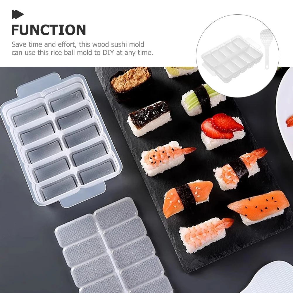 

1 set Sushi Mold Rice Ball DIY Making Tool Multi-Grids Rectangle Plastic Roller Machine Kitchen Sushi Molds for Home
