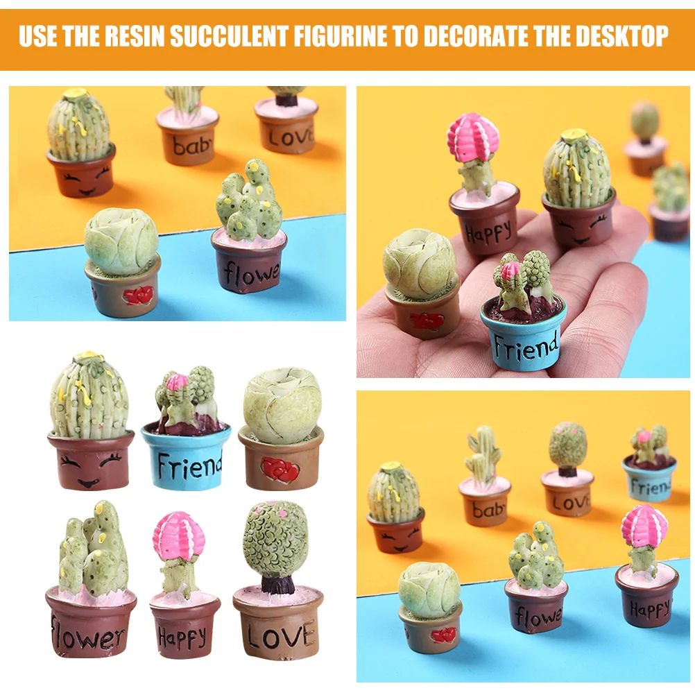 

6Pcs Miniature Succulent Potted Plants Resin Decorations for Living Room Bedroom Car Desktop Micro Landscape Cozy Home Decor