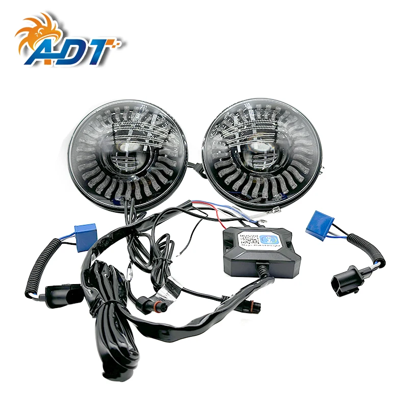 ADT glass projector 9 inch led headlight hot sales APP control RGBW chasing 7 inch car led headlight